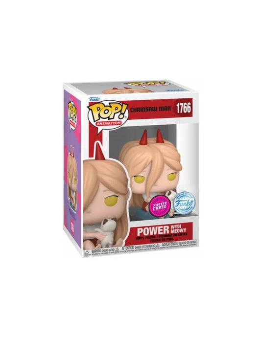 Funko Pop! Animation – Power with Meowy #1766 (Chainsaw Man – Édition Spéciale, Flocked Chase)